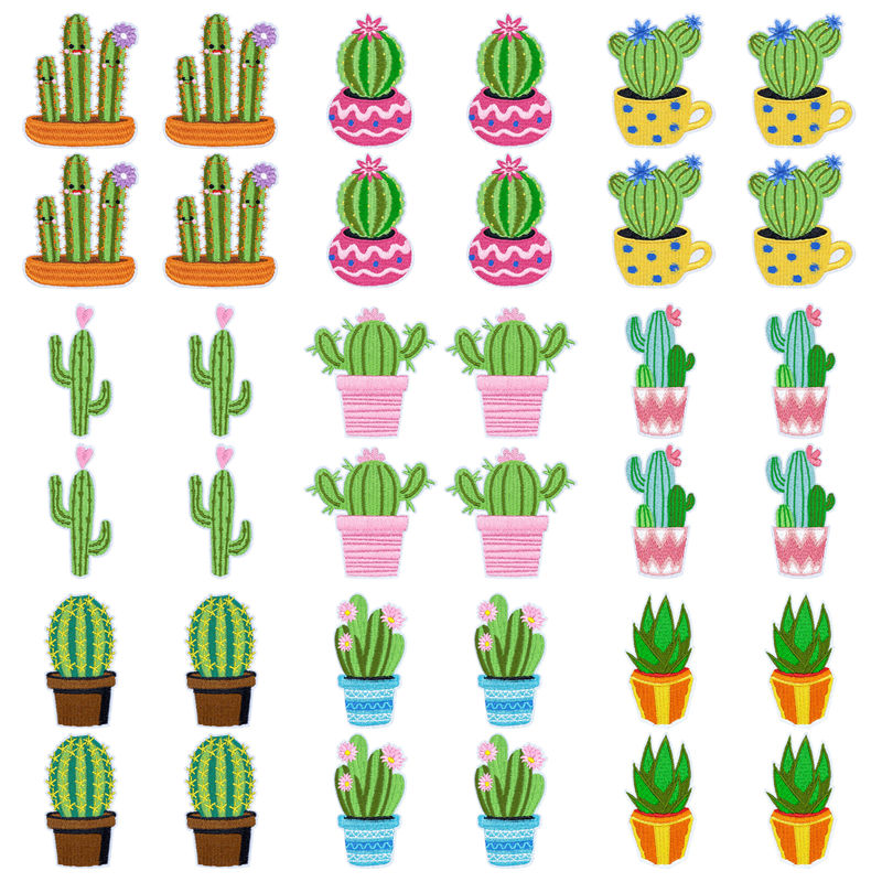 10Pcs/Lot Patch Bordir Motif G - Aloe Vera Pot ulasan dan harga